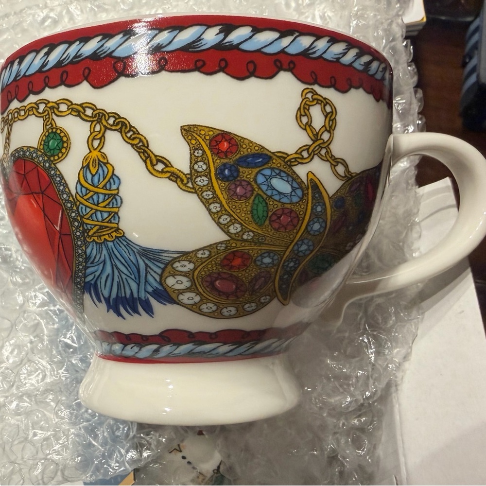 Brighton Collectible Ceramic Mug Footed Cup Jewelry Chain Design w/ Original Box